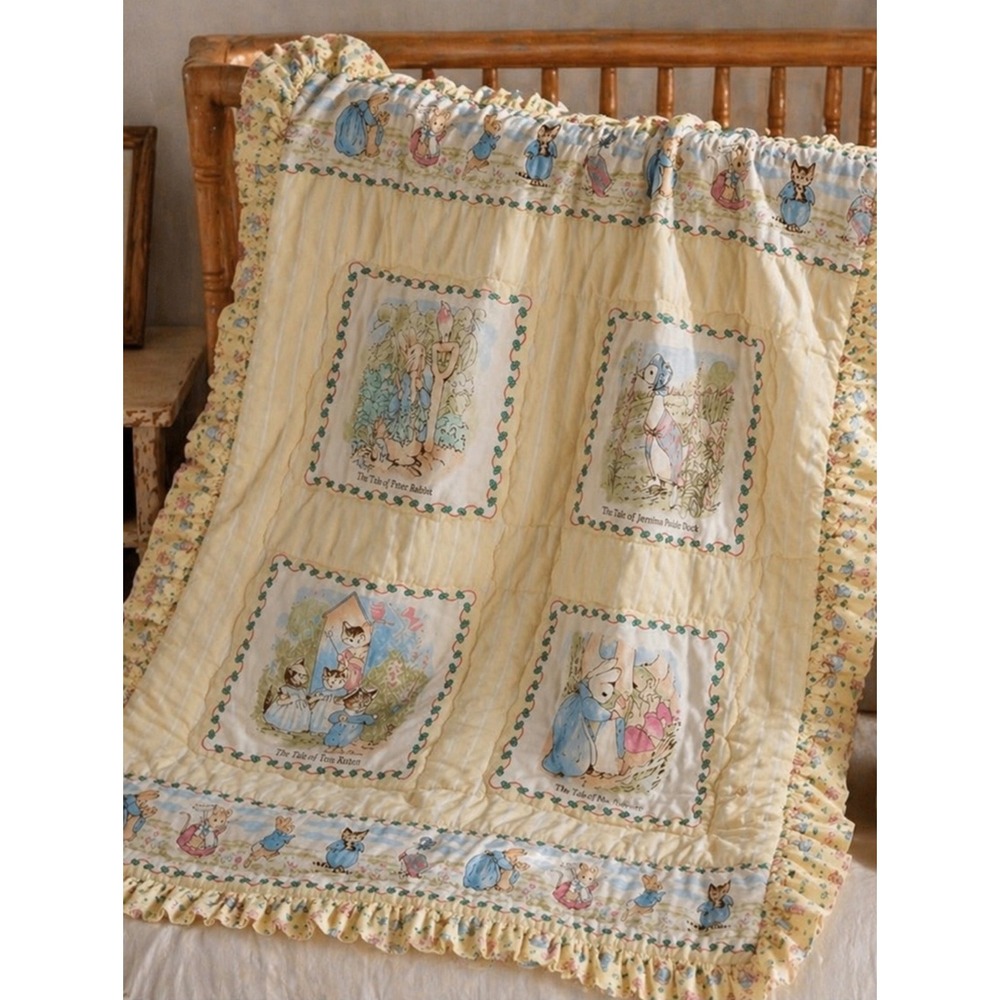 Vintage Quiltex Beatrix Potter Peter Rabbit Crib Baby Blanket Design ILGWU